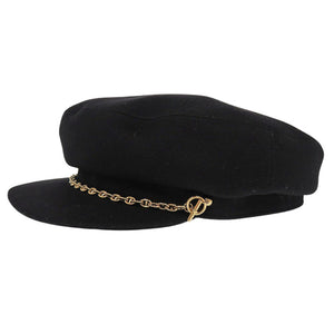 美品 エルメス ベルイル シェーヌダンクル キャスケット カシミヤ ブラック 帽子 黒 0267【中古】HERMES