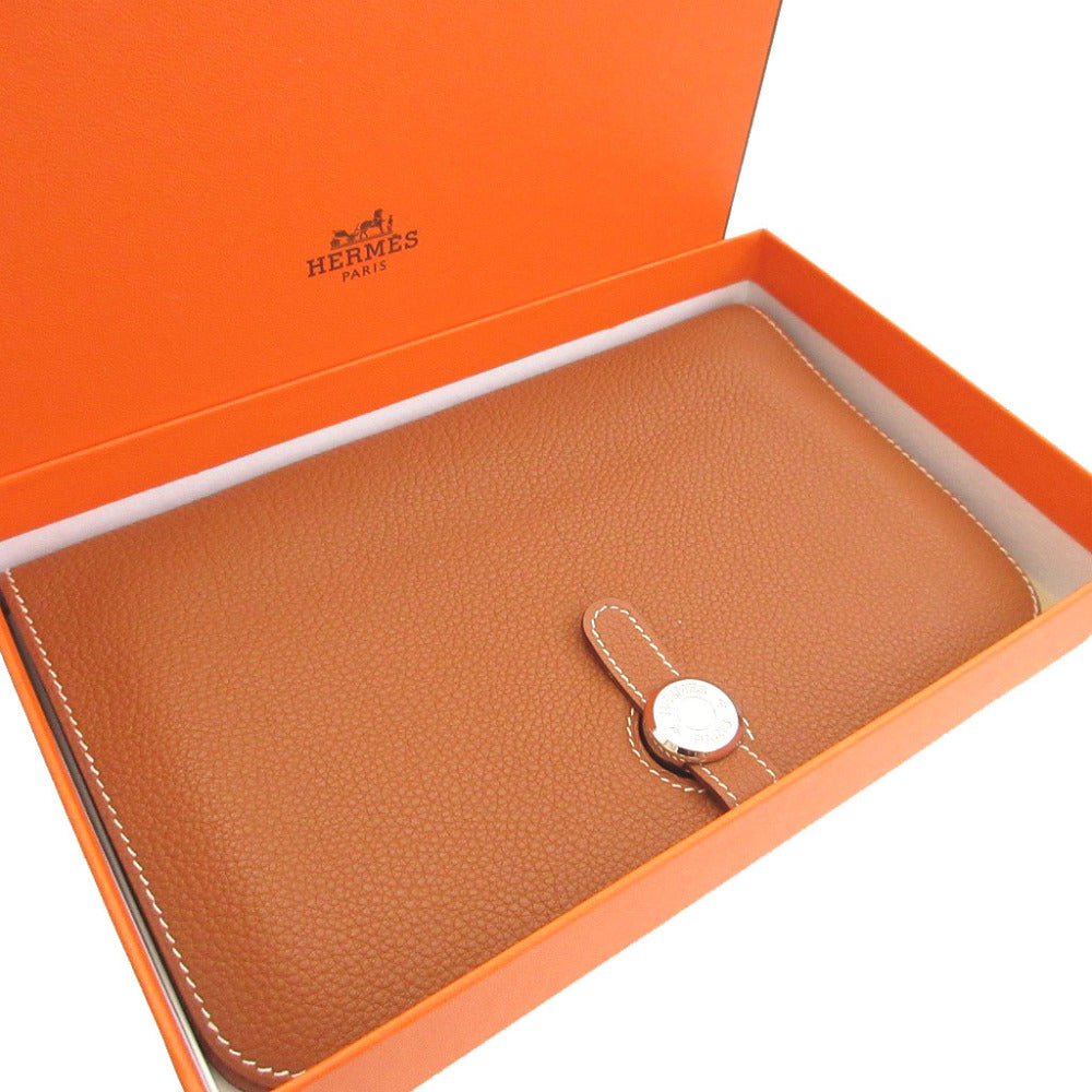 美品 エルメス ドゴンGM □F トゴ ゴールド 長財布 財布 0281【中古】HERMES