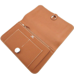 美品 エルメス ドゴンGM □F トゴ ゴールド 長財布 財布 0281【中古】HERMES