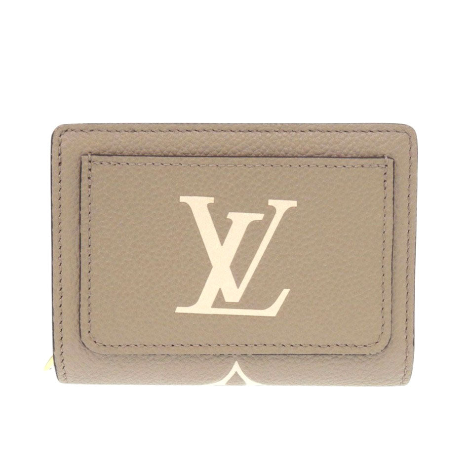 新品同様 ルイ ヴィトン ポルトフォイユ・クレア M82370 モノグラムアンプラント トゥルトレール クレーム 二つ折り財布 ベージュ LV 0297【中古】LOUIS VUITTON