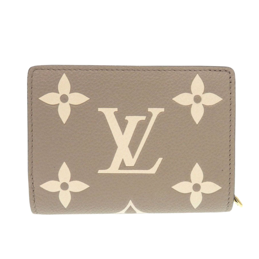 新品同様 ルイ ヴィトン ポルトフォイユ・クレア M82370 モノグラムアンプラント トゥルトレール クレーム 二つ折り財布 ベージュ LV 0297【中古】LOUIS VUITTON