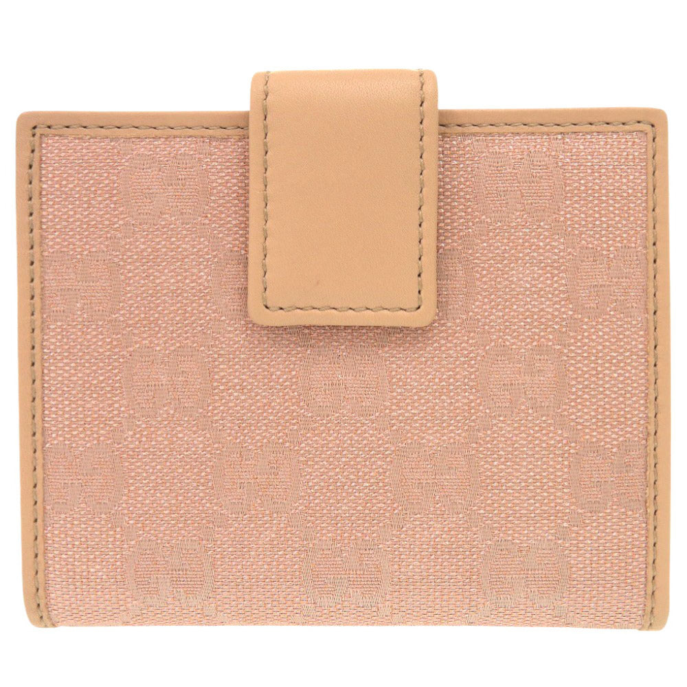美品 グッチ ラブリーハート 245731 GGキャンバス ピンクベージュ 二つ折り財布 0303【中古】GUCCI
