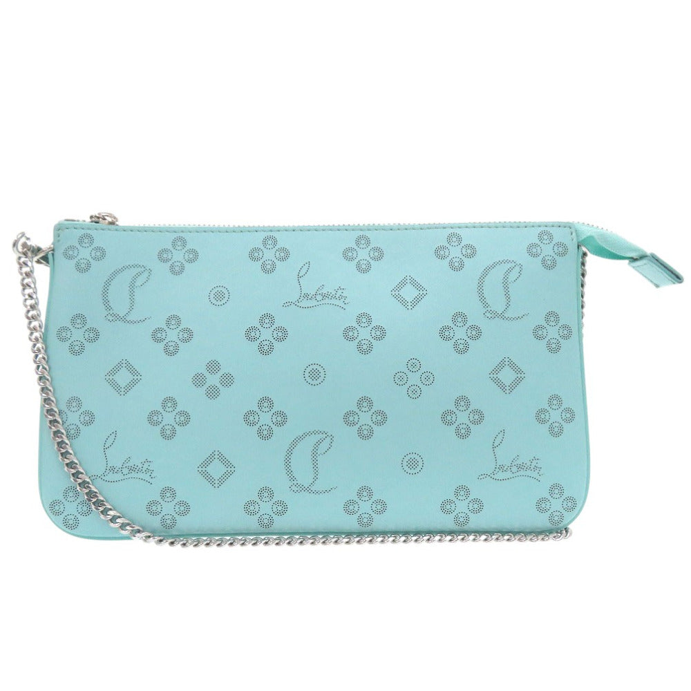 美品 クリスチャンルブタン ルビラ ジップアップ チェーンショルダーバッグ クラッチ 3225038 レザー ブラック 0317【中古】Christian Louboutin