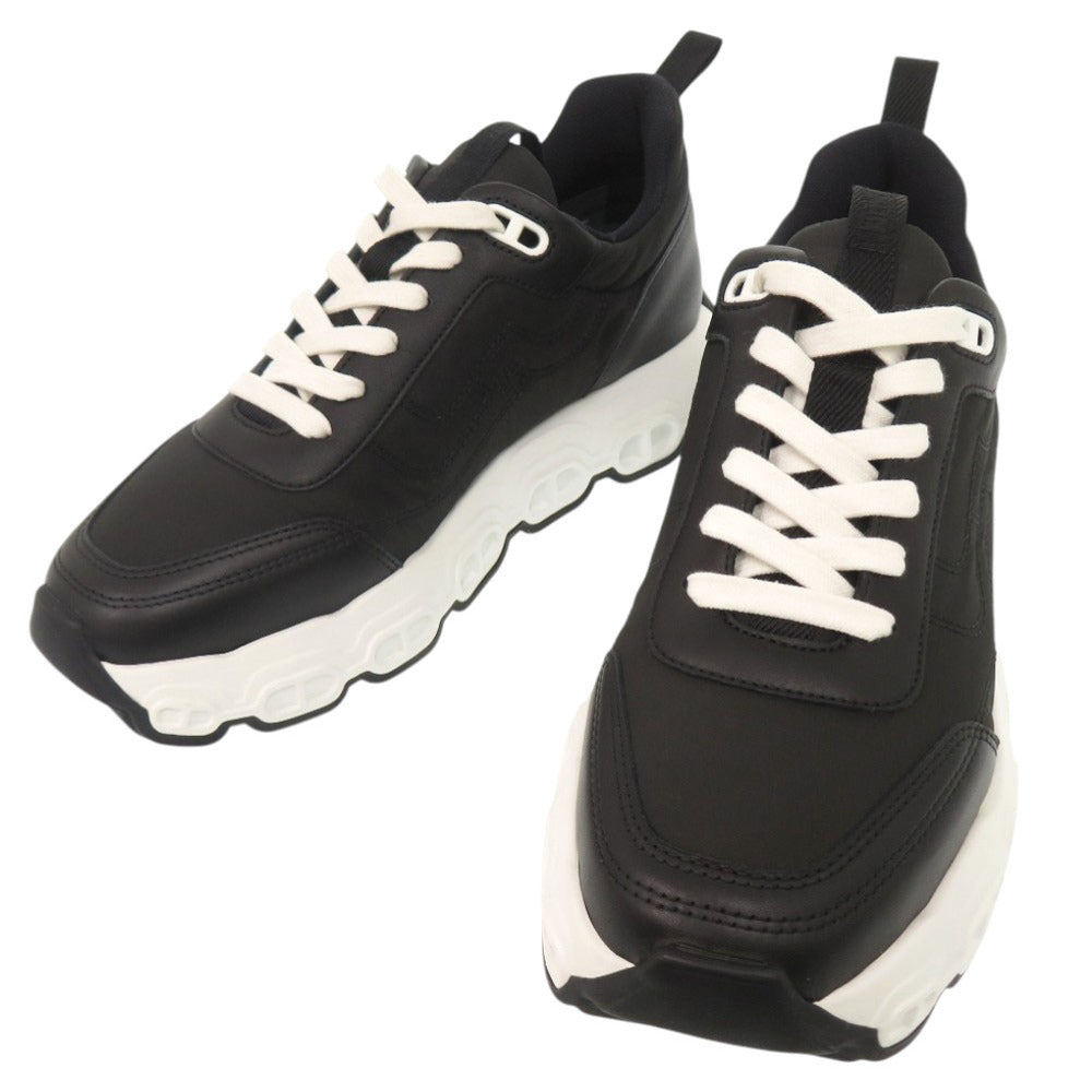 新品同様 エルメス インパルス シェーヌ ダンクル サイズ39 ファブリック カーフ ブラック スニーカー 0328【中古】HERMES