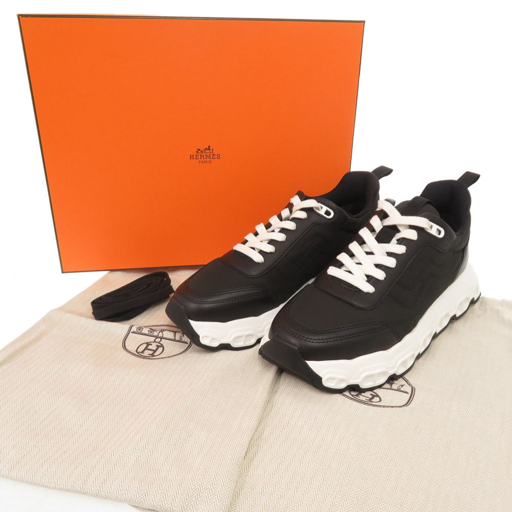 新品同様 エルメス インパルス シェーヌ ダンクル サイズ39 ファブリック カーフ ブラック スニーカー 0328【中古】HERMES