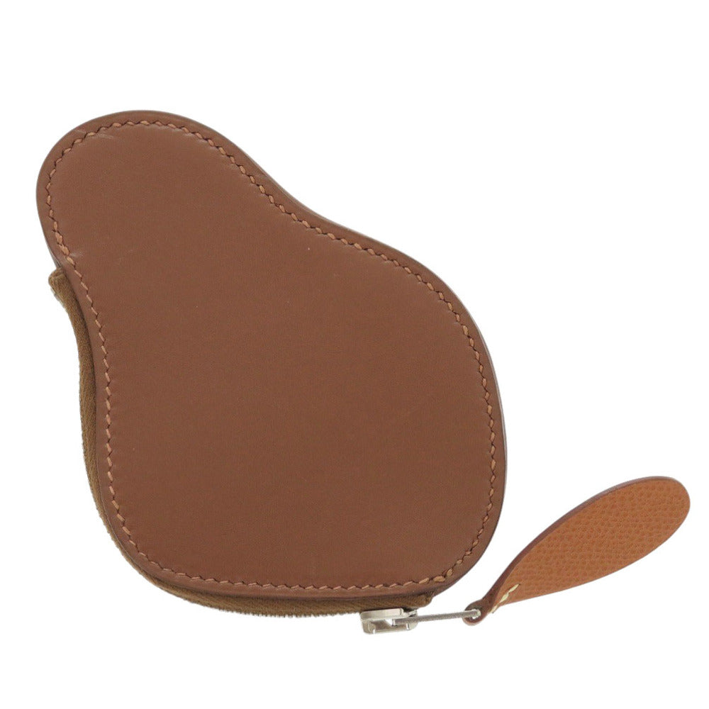 美品 エルメス ビーバー アニマル レザー ブラウン シルバー金具 コインケース 財布 茶 0330【中古】HERMES