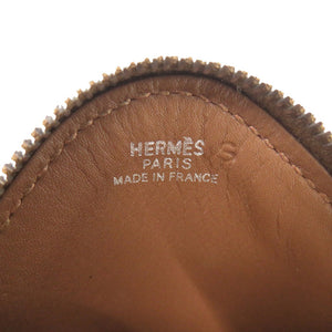 美品 エルメス ビーバー アニマル レザー ブラウン シルバー金具 コインケース 財布 茶 0330【中古】HERMES