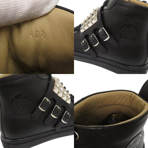 新品同様 エルメス レノックス コリエドシアン スタッズ サイズ40 1/2 レザー ブラック ハイカット レザースニーカー 0336【中古】HERMES メンズ