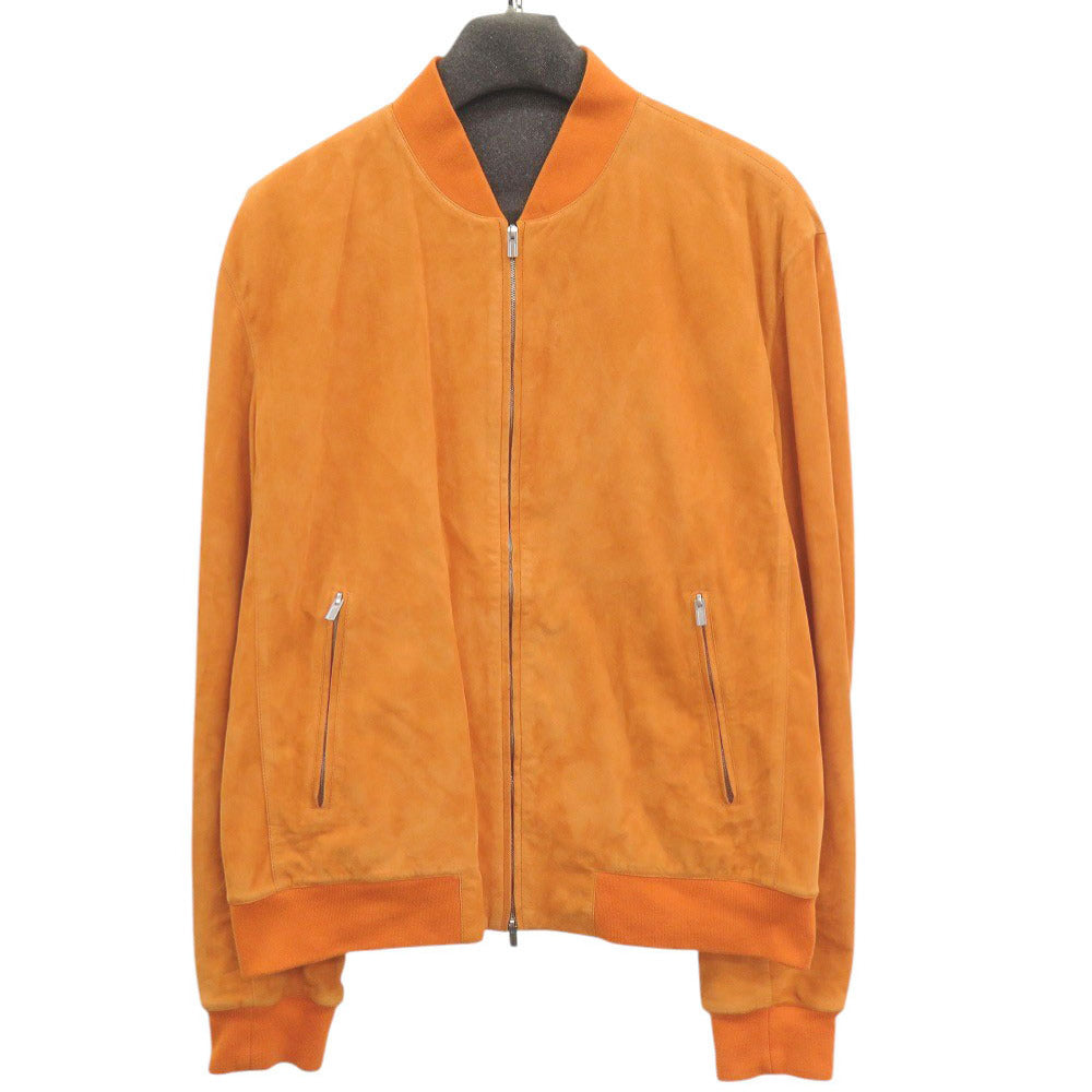 美品 エルメス やぎ革 サイズ50 オレンジ ブルゾン 0337【中古】HERMES メンズ