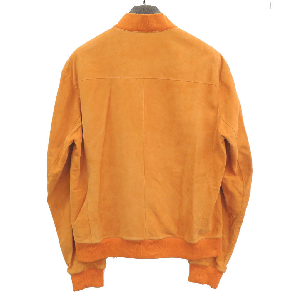 美品 エルメス やぎ革 サイズ50 オレンジ ブルゾン 0337【中古】HERMES メンズ