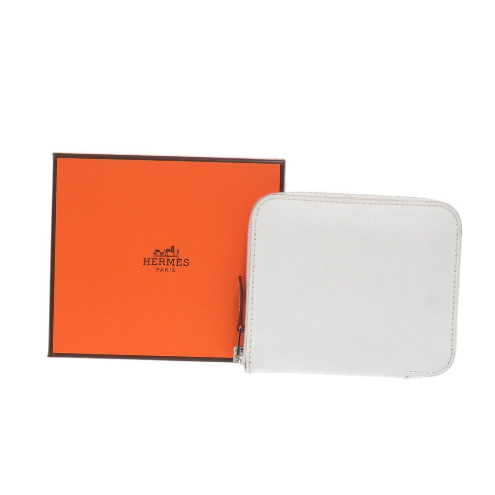 美品 エルメス アザップ シルクイン コンパクト エバーカラー ニューホワイト B刻印(2023年製) コインケース 白 0358【中古】HERMES