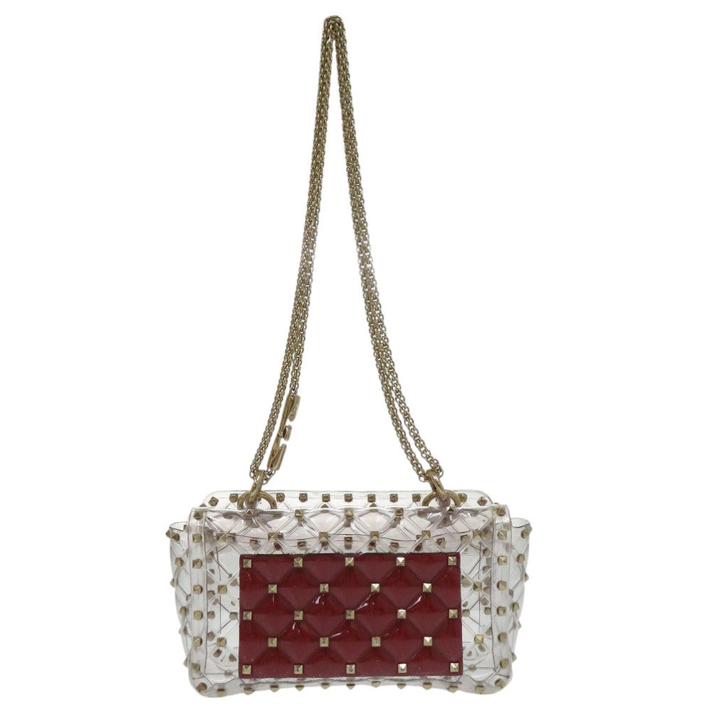 ヴァレンティノ ガラヴァーニ ロックスタッズ 2WAY チェーンバッグ スパイク ショルダーバッグ クリア 0371 【中古】Valentino Garavani