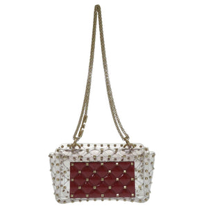 ヴァレンティノ ガラヴァーニ ロックスタッズ 2WAY チェーンバッグ スパイク ショルダーバッグ クリア 0371 【中古】Valentino Garavani