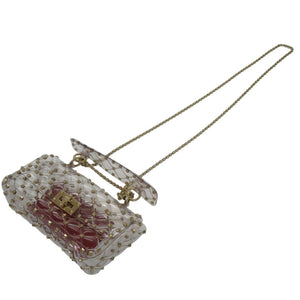 ヴァレンティノ ガラヴァーニ ロックスタッズ 2WAY チェーンバッグ スパイク ショルダーバッグ クリア 0371 【中古】Valentino Garavani