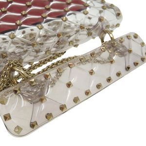 ヴァレンティノ ガラヴァーニ ロックスタッズ 2WAY チェーンバッグ スパイク ショルダーバッグ クリア 0371 【中古】Valentino Garavani