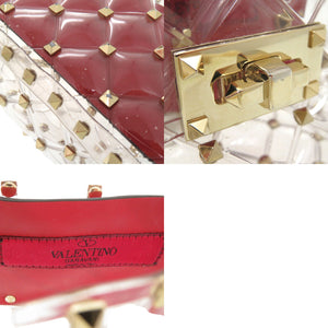 ヴァレンティノ ガラヴァーニ ロックスタッズ 2WAY チェーンバッグ スパイク ショルダーバッグ クリア 0371 【中古】Valentino Garavani