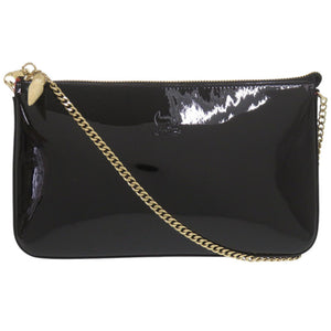 美品 クリスチャンルブタン パテントレザー ブラック チェーンショルダーバッグ 黒 0376【中古】Christian Louboutin