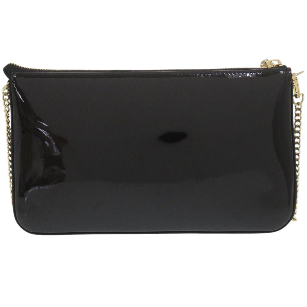 美品 クリスチャンルブタン パテントレザー ブラック チェーンショルダーバッグ 黒 0376【中古】Christian Louboutin