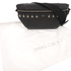 未使用品 ジミーチュウ スタースタッズ レザー スタッズ ブラック ボディバッグ 黒 0388【中古】JIMMY CHOO メンズ
