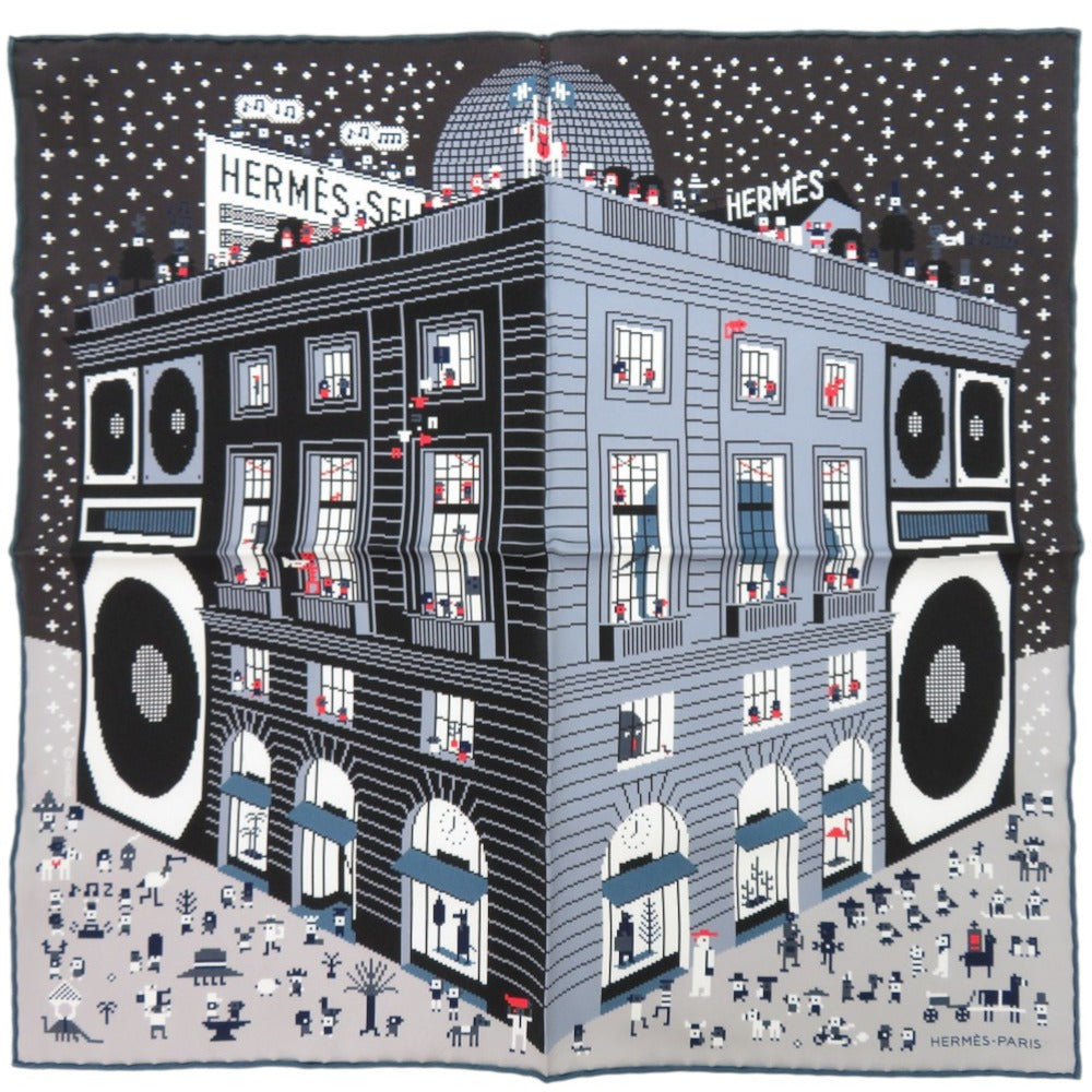 未使用品 エルメス カレ45 Faubourg Party フォーブルパーティ シルク マルチカラー スカーフ 0390【中古】HERMES