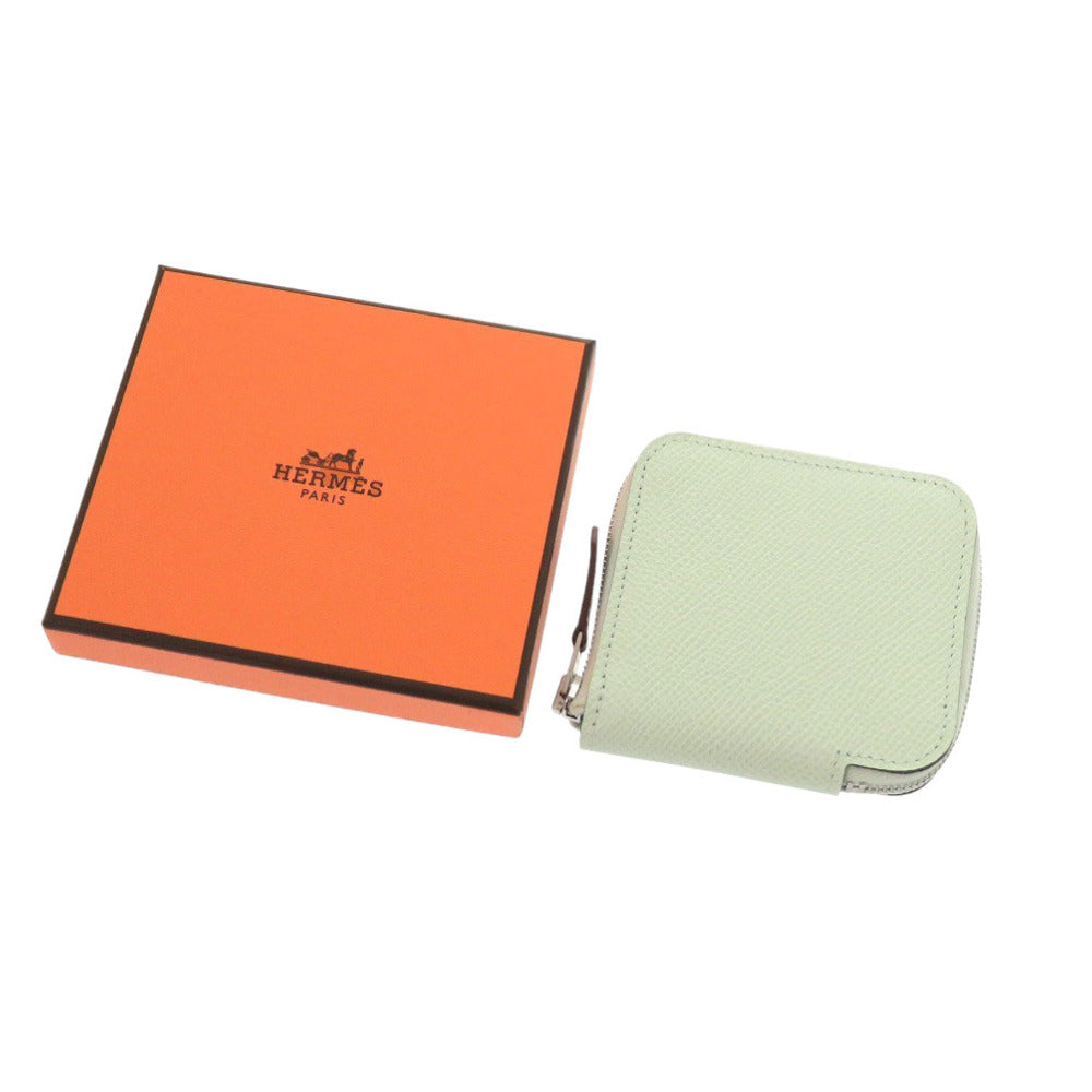未使用 エルメス アザップ シルクイン コンパクト ミニ ヴォーエプソン ヴェールフィズ W刻印(2024年製) コインケース グリーン 0395【中古】HERMES