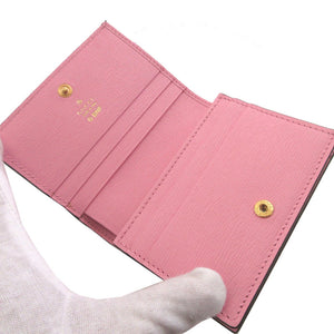 未使用 グッチ ばなにゃコラボ 701009 レザー ピンク 2つ折り財布 財布 0407【中古】GUCCI