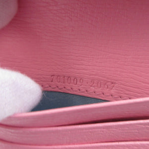 未使用 グッチ ばなにゃコラボ 701009 レザー ピンク 2つ折り財布 財布 0407【中古】GUCCI