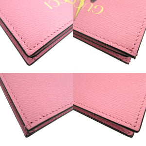 未使用 グッチ ばなにゃコラボ 701009 レザー ピンク 2つ折り財布 財布 0407【中古】GUCCI