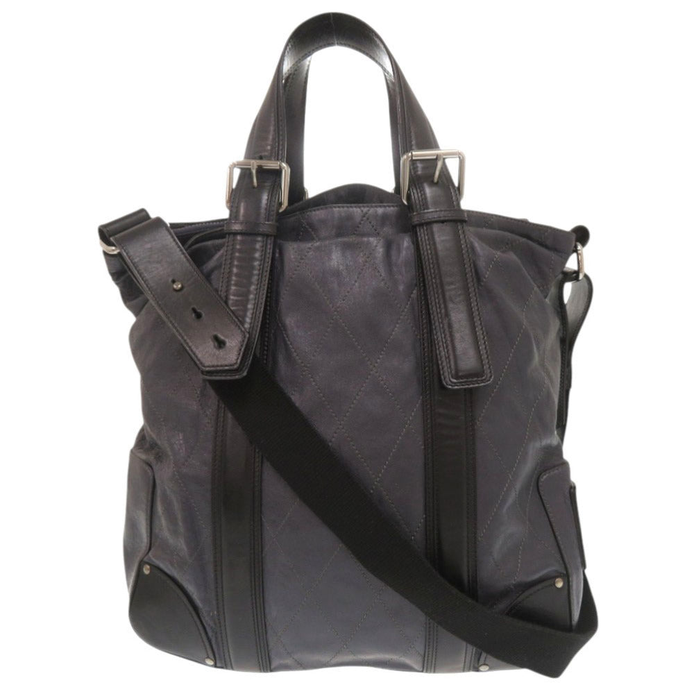 美品 クロエ キルティング レザー ネイビー ブラック 2WAY トートバッグ ショルダーバッグ 0409【中古】Chloe メンズ