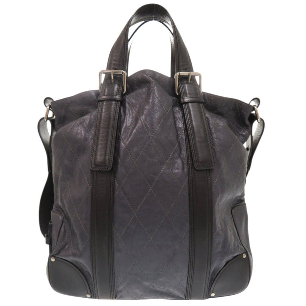 美品 クロエ キルティング レザー ネイビー ブラック 2WAY トートバッグ ショルダーバッグ 0409【中古】Chloe メンズ