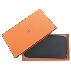 美品 エルメス ラウンドファスナー アザップ シルクイン ロング ヴォーエプソン/シルク ブルードプリュス/ブルーネイビー シルバー金具 B刻印(2023年製) 長財布 青 0413【中古】HERMES