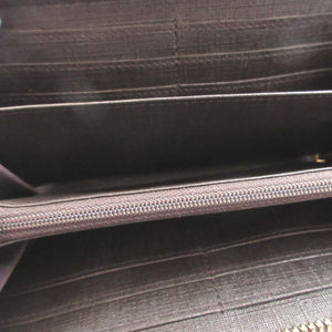 新品同様 グッチ 307982 GGスプリーム レザー ベージュ ブラウン 茶 ラウンドファスナー長財布 財布 0415【中古】GUCCI