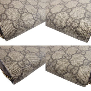 新品同様 グッチ 307982 GGスプリーム レザー ベージュ ブラウン 茶 ラウンドファスナー長財布 財布 0415【中古】GUCCI