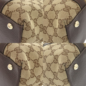 美品 グッチ 141470 02026 GGキャンバス/レザー ベージュ ブラウン ハンドバッグ 0416【中古】GUCCI