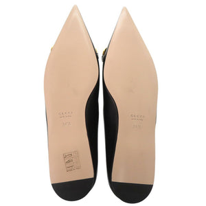 未使用品 グッチ ホースビット フラットシューズ ポインテッドトゥ パンプス 621161 レザー ブラック 0426【中古】GUCCI