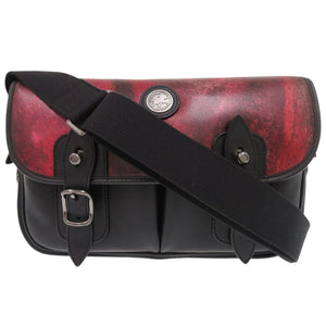 新品同様 ハンティングワールド レザー ブラック レッド ショルダーバッグ 0427【中古】HUNTING WORLD メンズ