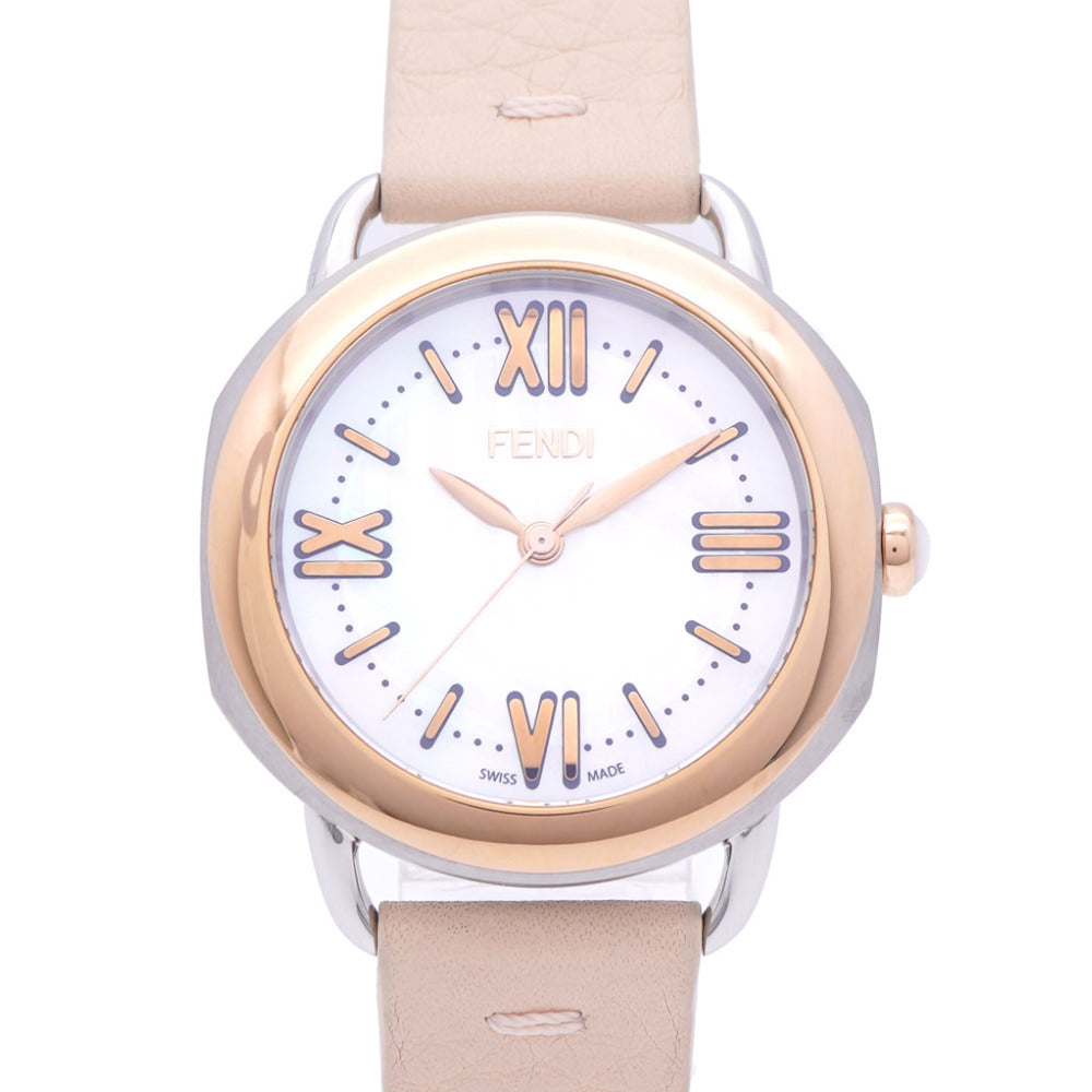 新品同様 フェンディ セレリア 80200M クオーツ 腕時計 SS/レザー ホワイトシェル 0428【中古】FENDI レディース