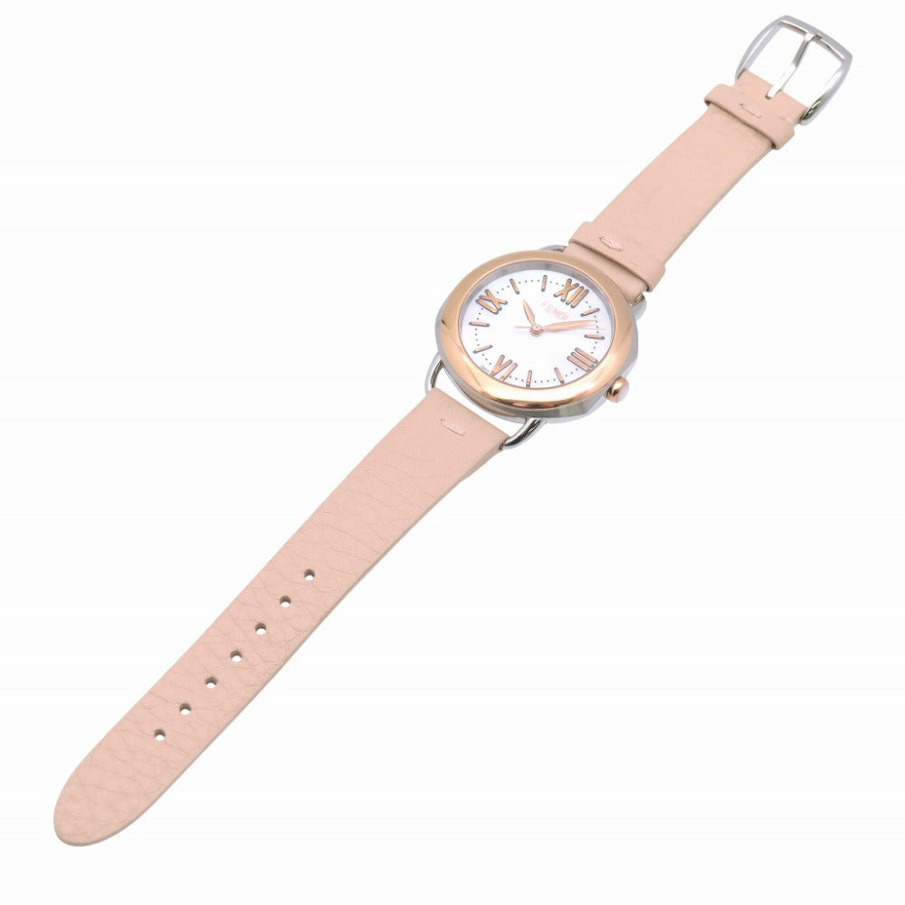 新品同様 フェンディ セレリア 80200M クオーツ 腕時計 SS/レザー ホワイトシェル 0428【中古】FENDI レディース