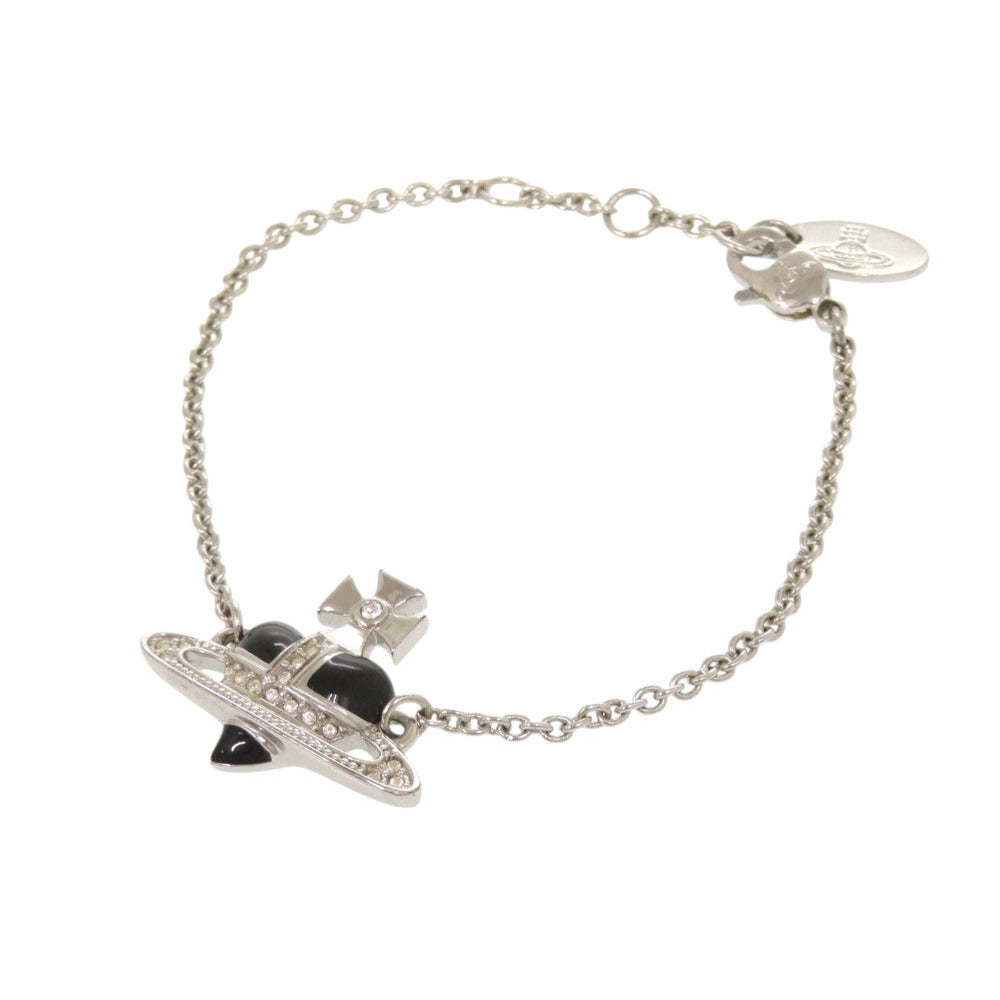 新品同様 ヴィヴィアン ウエストウッド オーブ ハート ブラック シルバー ブレスレット アクセサリー 0430 【中古】 Vivienne Westwood