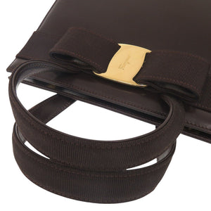 美品 サルヴァトーレフェラガモ 2WAY ヴァラ リボン BA214178 レザー ブラウン ハンドバッグ 茶 0436【中古】Salvatore Ferragamo