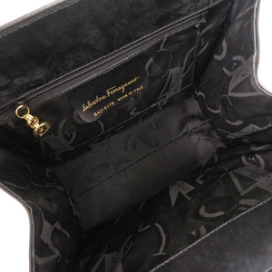 美品 サルヴァトーレフェラガモ ヴァラリボン BA214178 レザー ブラック 2WAY ショルダー ハンドバッグ 0437【中古】Salvatore Ferragamo