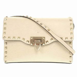 ヴァレンティノ ガラヴァーニ ロックスタッズ RW2B0181VSH レザー スタッズ アイボリー ショルダーバッグ 0445【中古】Valentino Garavani
