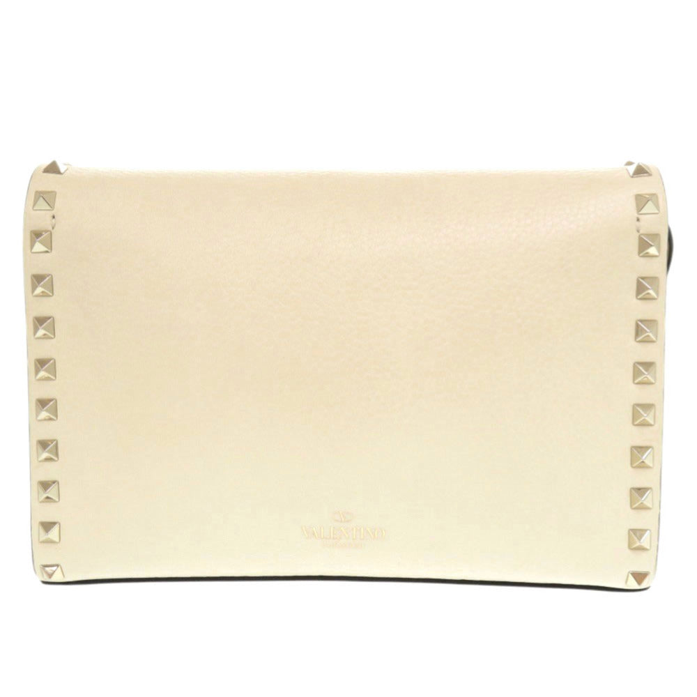 ヴァレンティノ ガラヴァーニ ロックスタッズ RW2B0181VSH レザー スタッズ アイボリー ショルダーバッグ 0445【中古】Valentino Garavani