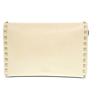 ヴァレンティノ ガラヴァーニ ロックスタッズ RW2B0181VSH レザー スタッズ アイボリー ショルダーバッグ 0445【中古】Valentino Garavani