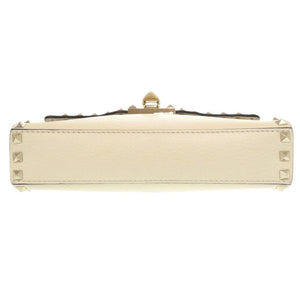 ヴァレンティノ ガラヴァーニ ロックスタッズ RW2B0181VSH レザー スタッズ アイボリー ショルダーバッグ 0445【中古】Valentino Garavani