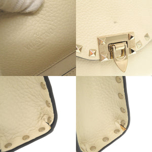 ヴァレンティノ ガラヴァーニ ロックスタッズ RW2B0181VSH レザー スタッズ アイボリー ショルダーバッグ 0445【中古】Valentino Garavani