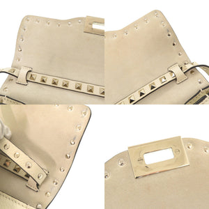 ヴァレンティノ ガラヴァーニ ロックスタッズ RW2B0181VSH レザー スタッズ アイボリー ショルダーバッグ 0445【中古】Valentino Garavani
