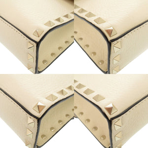 ヴァレンティノ ガラヴァーニ ロックスタッズ RW2B0181VSH レザー スタッズ アイボリー ショルダーバッグ 0445【中古】Valentino Garavani