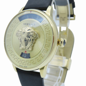 新品同様 ヴェルサーチ メデューサ アイコン VEZ200221 クオーツ 腕時計 SS/レザー ゴールド 0446【中古】VERSACE メンズ レディース ユニセックス