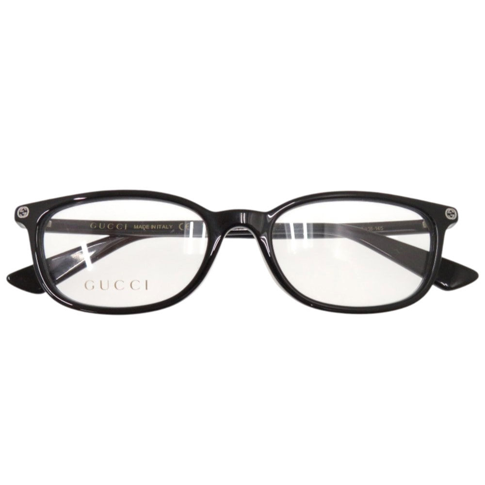 美品 グッチ 黒縁 インターロッキングGG GG0123OJ プラスチック ブラック メガネ 0448【中古】GUCCI